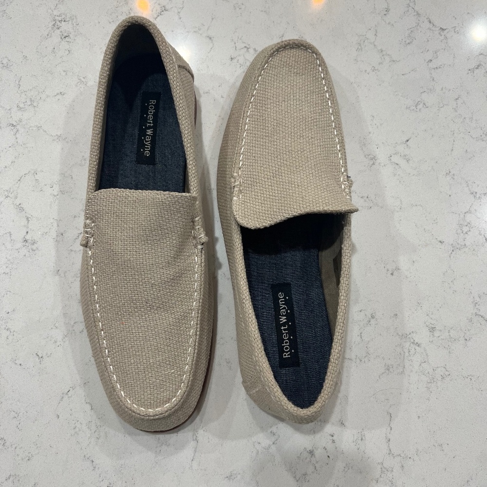 Robert Wayne Men’s Canvas Loafers Size 12D | Beige Slip-On Casual Shoes